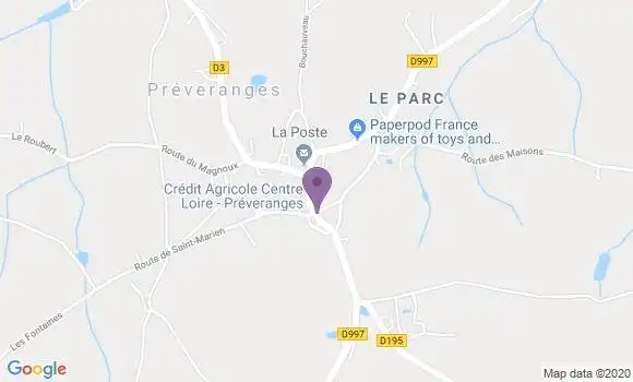 Localisation Crédit Agricole Agence de Préveranges