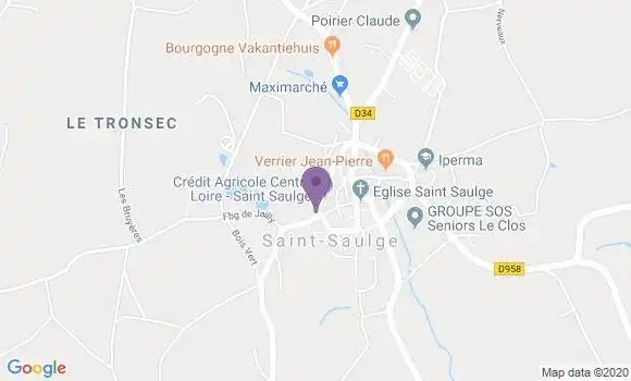 Localisation Crédit Agricole Agence de Saint Saulge