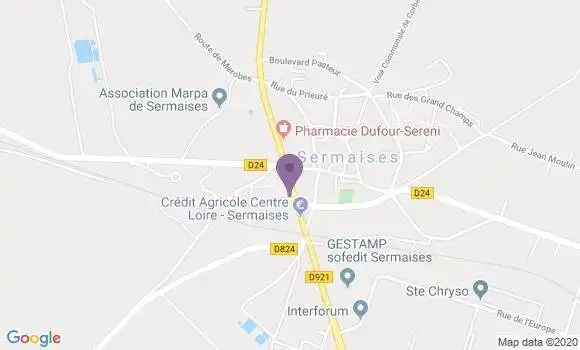 Localisation Crédit Agricole Agence de Sermaises
