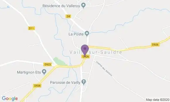 Localisation Crédit Agricole Agence de Vailly sur Sauldre
