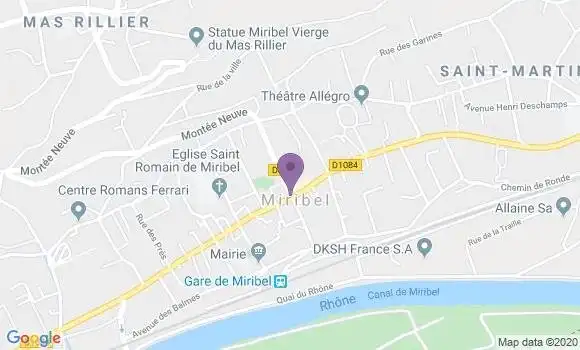 Localisation LCL Agence de Miribel