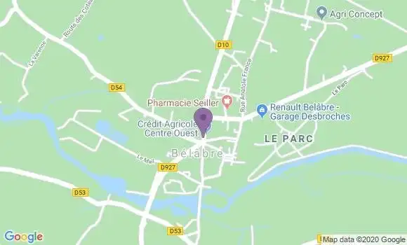 Localisation Crédit Agricole Agence de Bélâbre