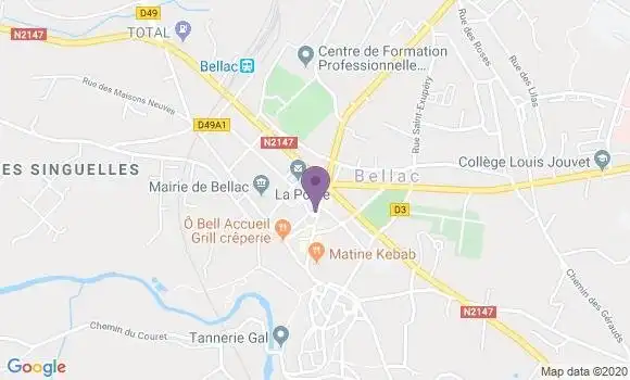 Localisation Crédit Agricole Agence de Bellac