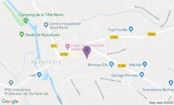 Localisation Crédit Agricole Agence de Buzançais