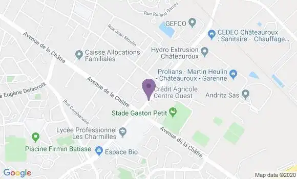 Localisation Crédit Agricole Agence de Châteauroux Coubertin