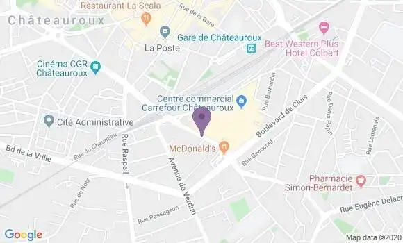 Localisation Crédit Agricole Agence de Châteauroux la Brauderie