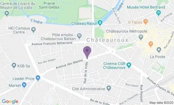 Localisation Crédit Agricole Agence de Châteauroux les Marins