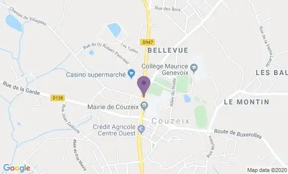 Localisation Crédit Agricole Agence de Couzeix