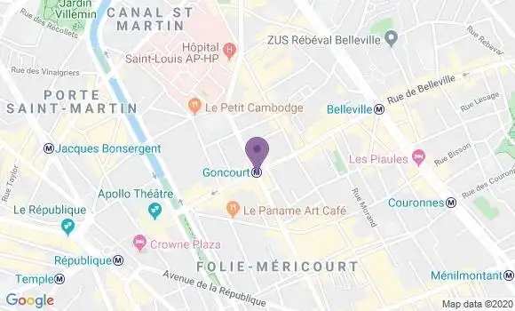 Localisation LCL Agence de Paris Goncourt