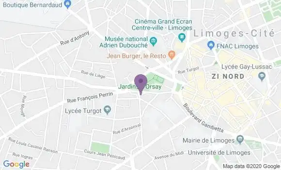 Localisation Crédit Agricole Agence de Limoges Carmes