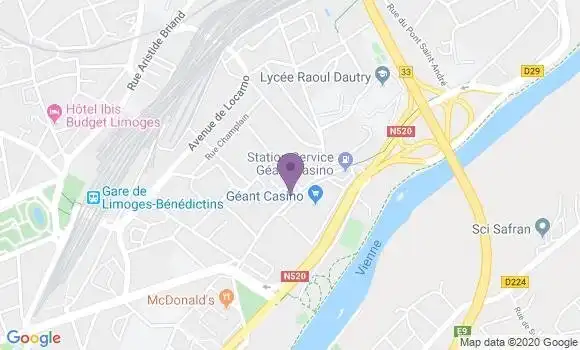 Localisation Crédit Agricole Agence de Limoges Casseaux