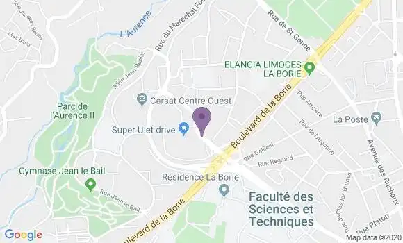 Localisation Crédit Agricole Agence de Limoges Corgnac