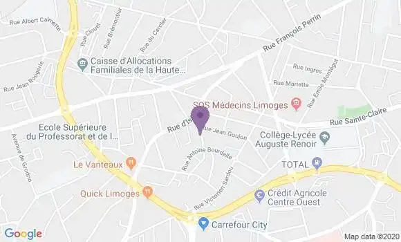 Localisation Crédit Agricole Agence de Limoges Vanteaux
