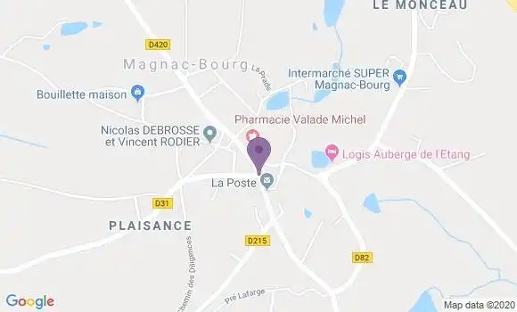 Localisation Crédit Agricole Agence de Magnac Bourg