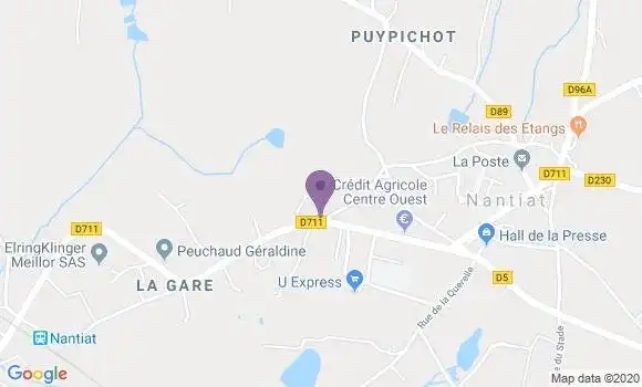 Localisation Crédit Agricole Agence de Nantiat