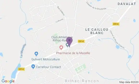Localisation Crédit Agricole Agence de Rilhac Rancon