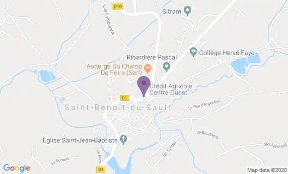 Localisation Crédit Agricole Agence de Saint Benoît du Sault