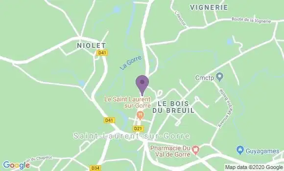 Localisation Crédit Agricole Agence de Saint Laurent sur Gorre