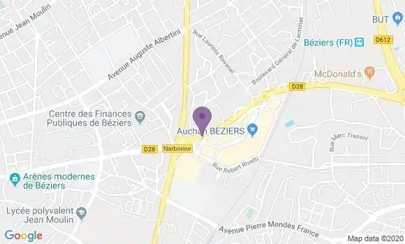 Localisation Banque Dupuy de Parseval Agence de Béziers CC Auchan