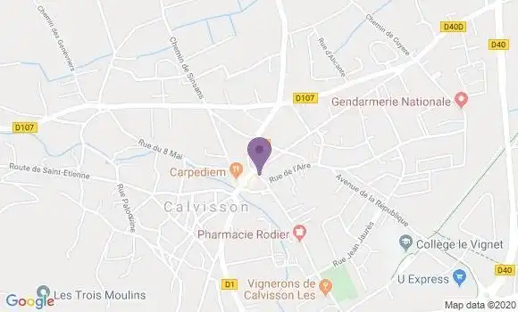 Localisation Banque Dupuy de Parseval Agence de Calvisson