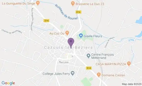 Localisation Banque Dupuy de Parseval Agence de Cazouls lès Béziers