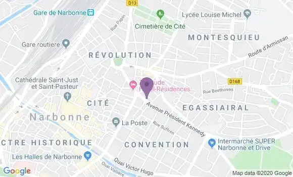 Localisation LCL Agence de Narbonne Kennedy