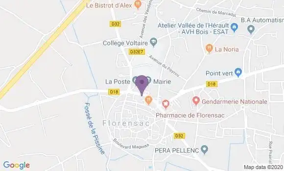 Localisation Banque Dupuy de Parseval Agence de Florensac