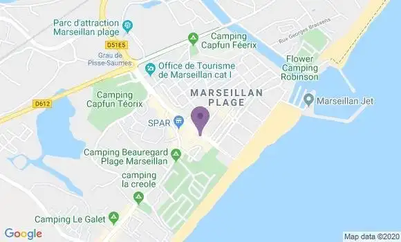 Localisation Banque Dupuy de Parseval Agence de Marseillan Plage