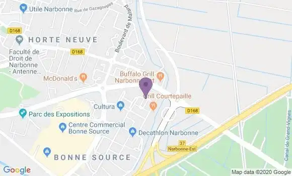 Localisation Banque Dupuy de Parseval Agence de Narbonne Est