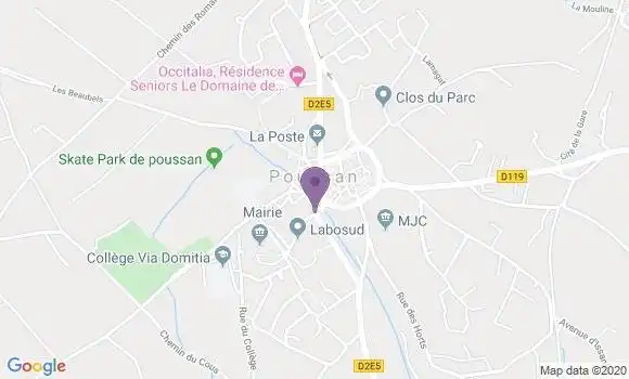 Localisation Banque Dupuy de Parseval Agence de Poussan