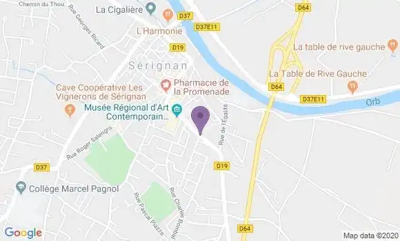 Localisation Banque Dupuy de Parseval Agence de Sérignan