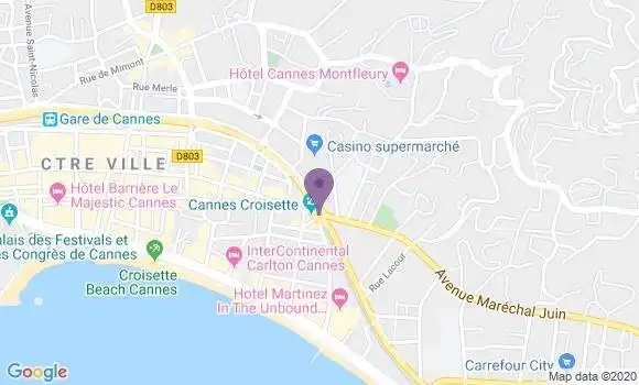 Localisation HSBC Agence de Cannes Pont des Gabres
