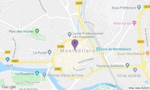 Localisation HSBC Agence de Montbéliard