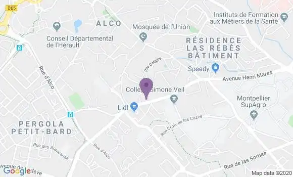 Localisation Crédit Agricole Agence de Montpellier Romarins