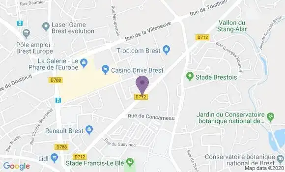 Localisation Crédit Agricole Agence de Brest Pont Neuf