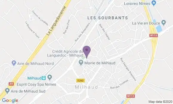 Localisation Crédit Agricole Agence de Milhaud