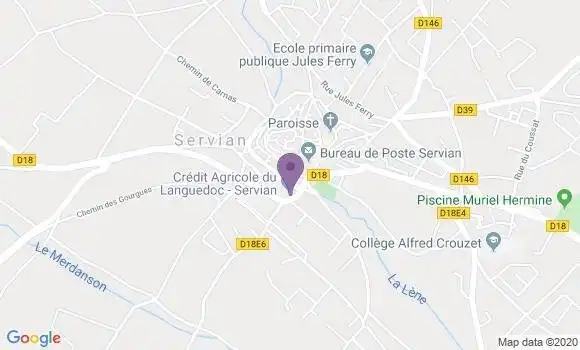 Localisation Crédit Agricole Agence de Servian