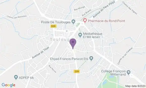 Localisation Crédit Agricole Agence de Toulouges