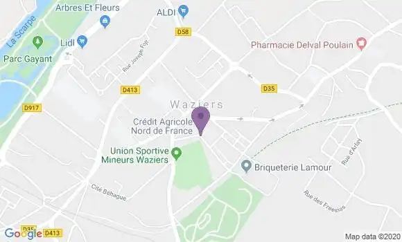 Localisation Crédit Agricole Agence de Waziers