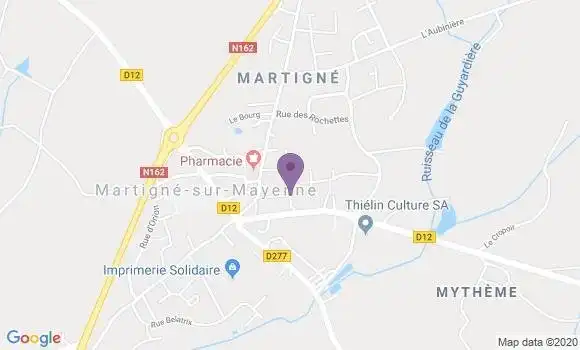 Localisation Crédit Agricole Agence de Martigne sur Mayenne
