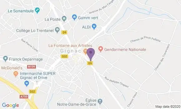 Localisation Crédit Agricole Agence de Gignac