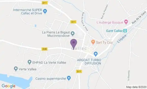 Localisation Crédit Agricole Agence de Callac