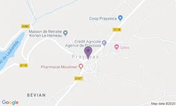 Localisation Crédit Agricole Agence de Prayssas