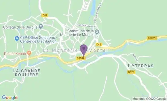 Localisation Crédit Agricole Agence de La Monnerie le Montel