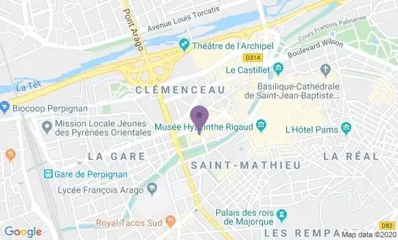 Localisation Crédit Agricole Agence de Perpignan Catalogne