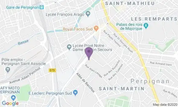 Localisation Crédit Agricole Agence de Perpignan Dalbiez