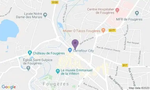 Localisation Crédit Agricole Agence de Fougères Gambetta