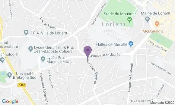 Localisation Crédit Agricole Agence de Lorient Merville