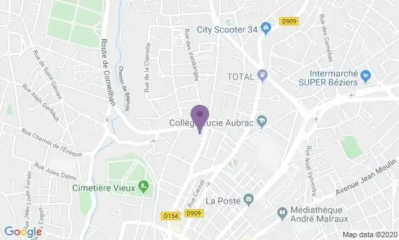 Localisation Crédit Agricole Agence de Béziers Font Neuve