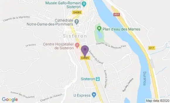 Localisation Crédit Agricole Agence de Sisteron